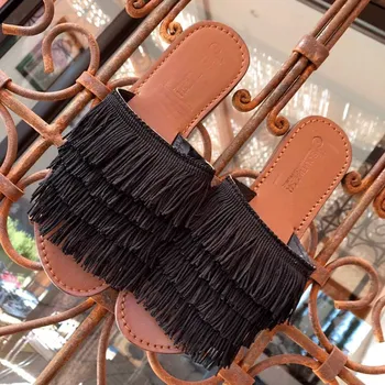 Dámské pantofle Smilargan Pantofle s třásněmi Lina - černé Velikost: 38