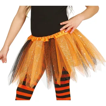 Karnevalový doplněk Guirca Dětská TUTU sukně - černo/oranžová 30 cm