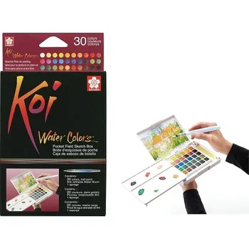 Vodová barva sakura xncw30h Koi Water Colors sada 30 Akvarelových barev Koi s vodním štětcem