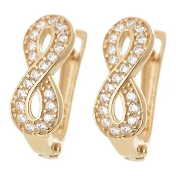 Náušnice Dámské náušnice ze žlutého zlata nekonečno s čirými zirkony NA1470F + DÁREK ZDARMA