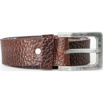 Opasek Kožený hnědý opasek 135 cm dlouhý z pevné silné kůže s reliéfní strukturou 38 mm široký