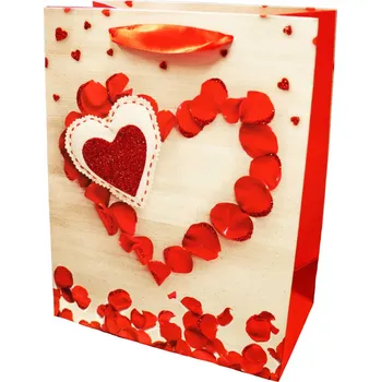 Dárková taška Dárková taška Srdce s lepestků růže 25x32x11cm