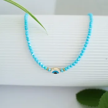 Řetízek Korálkový řetízek s Nazarem Azra - světle modrý