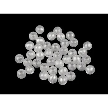 Korálek Plastové korálky perleťový AB frost efekt Ø8 mm 20 g - 1 bílá AB