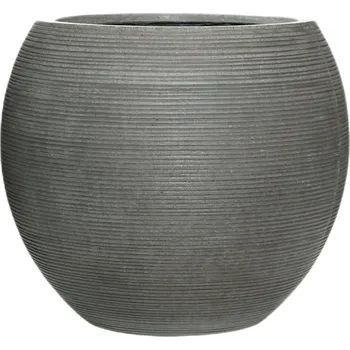 Květináč Abby Dark Grey (horiz. ridg.) S - Ø 23 cm / V 20 cm