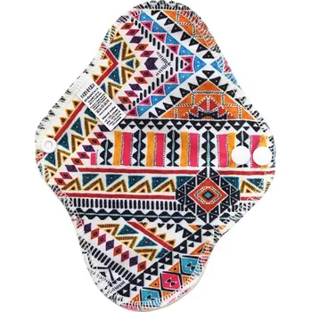 Menstruační vložka Breberky Slipová vložka (PUL) - Indiánské ornamenty, sv. žlutý velur (kojenecký plyš)