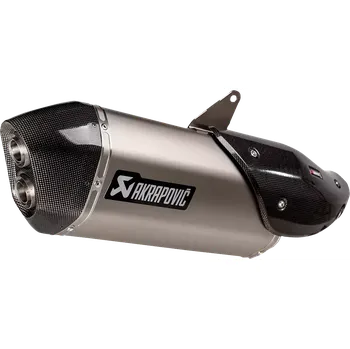 Výfuk pro motocykl Koncovka výfuku motocyklu AKRAPOVIČ SLIP-ON LINE MUFFLERS pro HARLEY DAVIDSON PAN AMERICA rok 2021-2024 barva titan, carbonové zakončení