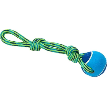 Hračka pro psa Hračka pes BUSTER Smyčka s tenisákem modr/zelená 30cm