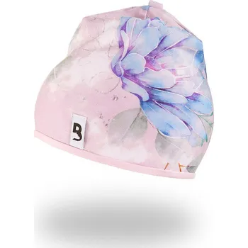 Kojenecká čepice Little Angel Čepice podšitá Outlast® - starorůžová modré kytky/růžová baby Vel. 6 (54-57 cm)