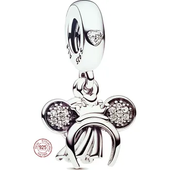 Přívěsek Charm Sterlingové stříbro 925 Disney 2v1 čelenka Minnie Mouse a prsten, přívěsek na náramek film