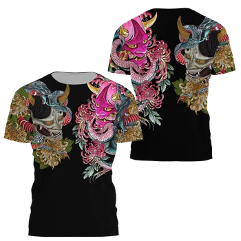 Pánské tričko Unisex tričko s potiskem 3D samurai, satanic styl Velikost: 4XS, Barva (Varianta): tričko 1