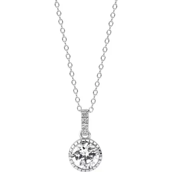 Řetízek Victoria Bijou Řetízek VICTORIA s kulatým přívěskem s čirým kamenem stříbrná 43 cm