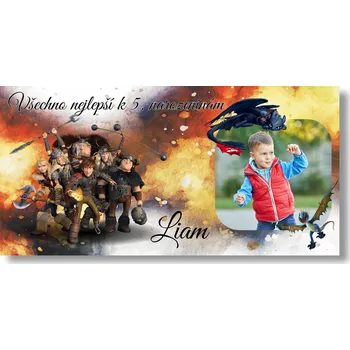 Personal Narozeninový banner s fotkou - Jak vycvičit draka Rozměr banner: 130 x 260 cm