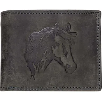 Peněženka HL Luxusní kožená peněženka s hlavou koně - černá