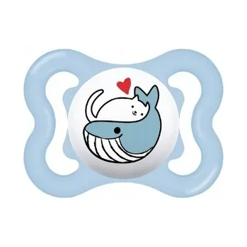 Silikonový dudlík Mam Supreme s krabičkou - Velryba, modrý