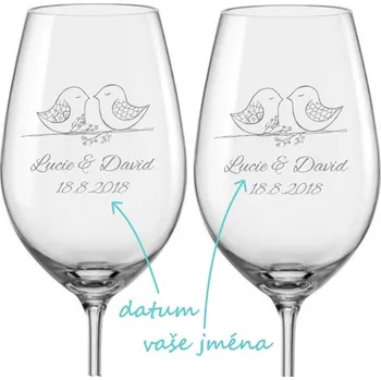 Sklenice Svatební skleničky na víno Ptačí souznění, 2 ks