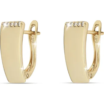 Náušnice biju Zlacené naušnice 14k ploché se zirkony 1003039