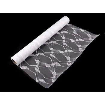 Krajka Tyl dekorační vážka šíře 48 cm, barva bílá