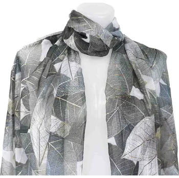 Šála Šátek honostnými listy-šedá xc06, 7200702