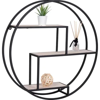 police Nordic Experience Atypická kulatá police Rotaro černá/přírodní