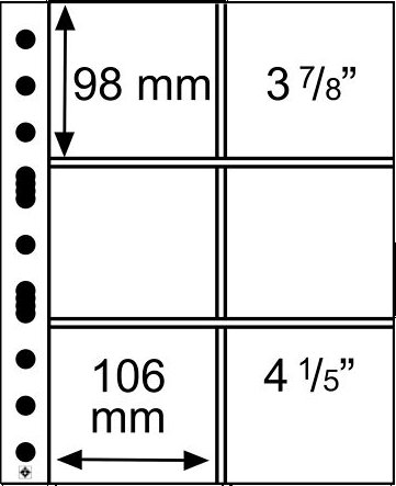Albové listy GRANDE Leuchtturm - pro bankovky, pohlednice, dokumenty Rozměr kapsy: 6 kapes (98 x 106 mm)