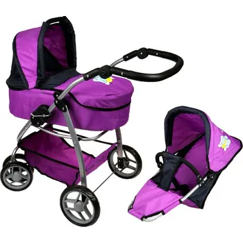 Kočárek pro panenku BonCare Kočárek pro panenky M4 - fialový s motýlkem Varianta: Bez tašky