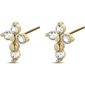 Náušnice biju Zlacené náušnice 14k křížek se zirkony 1003046