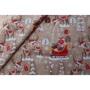 Galanterie Sobící a sáně - bavlněné plátno, šíře 155cm - digitální tisk