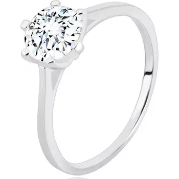 Prsten Zásnubní prsten ze stříbra 925 - úzká ramena, trojúhelníky a zirkon, 7 mm - Velikost: 62