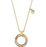 Stříbrný pozlacený náhrdelník kroužek s perletí a zirkonem délka náhrdelníku 42+3cm