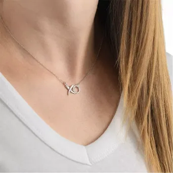 Náhrdelník Stříbrný náhrdelník 925 - čirý briliant, lesklá písmena X a O