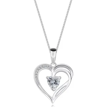 Přívěsek Náhrdelník ze stříbra 925 - asymetrické srdce, dvojitá ruka, srdíčko se zirkony