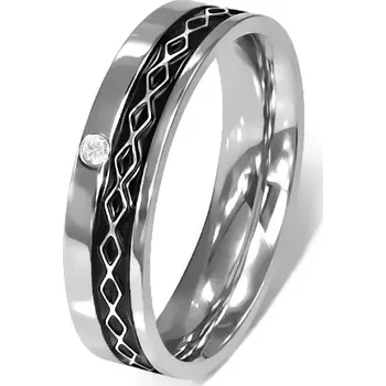 Prsten Prsten z chirurgické oceli - Keltský design, čirý zirkon - Velikost: 49