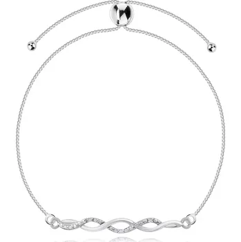 Náramek Stříbrný 925 náramek na nohu - spojené vlny, čiré diamanty, nastavitelný