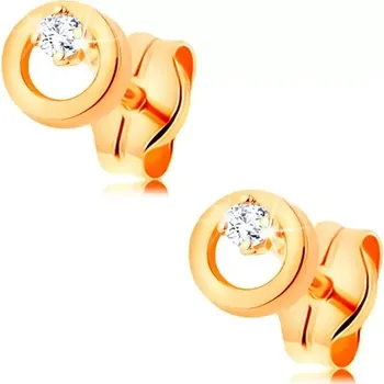 Náušnice Náušnice ve žlutém zlatě 585 - drobný čirý zirkon v malém lesklém kroužku, puzetky