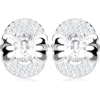 Náušnice Stříbrné 925 náušnice, zirkonový ovál, podoba motýla, dvojitý lem