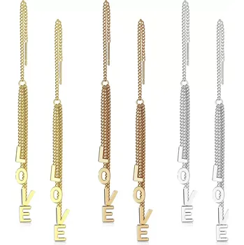 Náušnice Náušnice z chirurgické oceli 316L - řetízek, písmena LOVE - Barva: Měděná