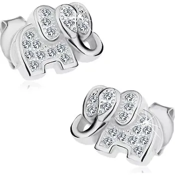 Náušnice Náušnice ze stříbra 925, třpytivý slon zdobený čirými zirkony