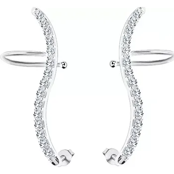 Náušnice Náušnice ze stříbra 925 - čirá zirkonová vlnka, puzetky a háčky
