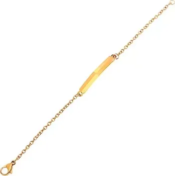 Náramek Ocelový náramek zlaté barvy, známka s lesklými a matnými obdélníky