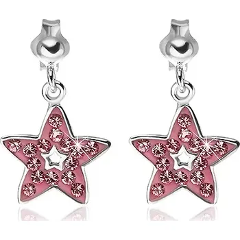 Náušnice Náušnice ze stříbra 925 - přívěsek růžová hvězda se zirkony