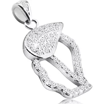 Přívěsek Rhodiovaný přívěsek ze stříbra 925 - zirkonová slza, kontura zdobená čirými zirkony