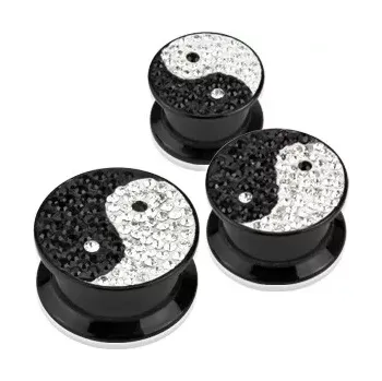 Piercing Plug do ucha - JIN JANG, třpytky a zirkony - Tloušťka piercingu: 16 mm