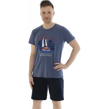 Pánské pyžamo Leptir pyžamo pánské 503/02 - modrá, XL (Pánské bavlněné pyžamo Leptir)