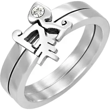 Prsten Zdvojený prsten se zirkonem - Luk se šípem - Velikost: 49