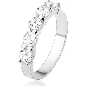 Prsten Stříbrný 925 prsten, třpytivá linie z pěti čirých zirkonů - Velikost: 53