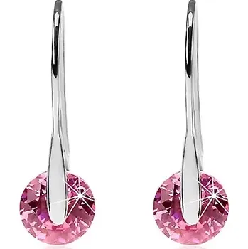Náušnice Ocelové náušnice stříbrné barvy s růžovými kulatými zirkony