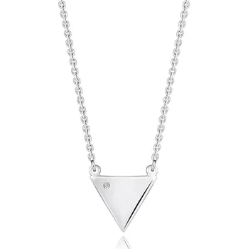 Náhrdelník Platinový náhrdelník ze stříbra 925 - trojúhelník s čirým diamantem