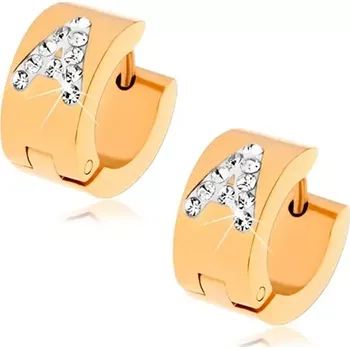 Náušnice Náušnice z oceli zlaté barvy, písmeno A vykládané čirými zirkony