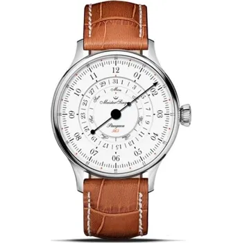 Hodinky MeisterSinger Pangaea Day Date 365 PDD365901 - Světle hnědý kožený řemínek